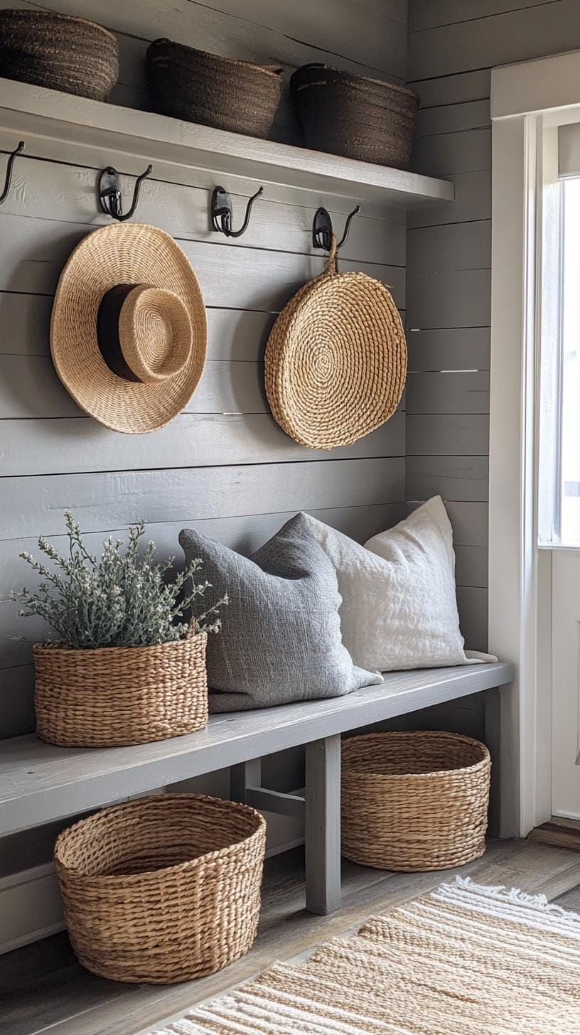 9. Ranch Mudroom With Hooks and Baskets - photo 3