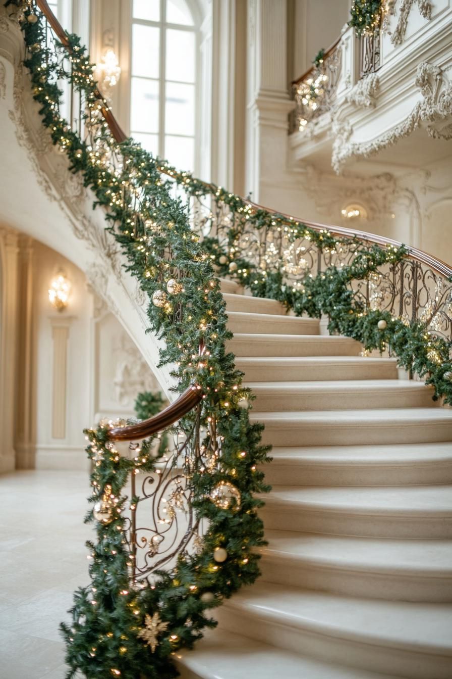 5. Garland-Wrapped Staircase Decor Ideas - photo 2