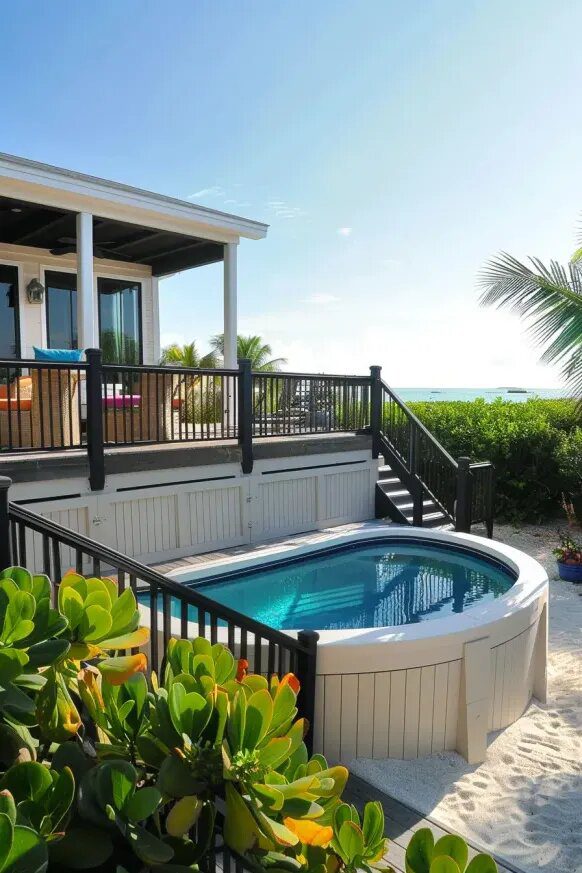 Beachfront-Style Above Ground Pool Deck