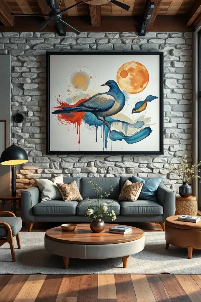A Blend of Contemporary Art in a Classic Living Room Environment