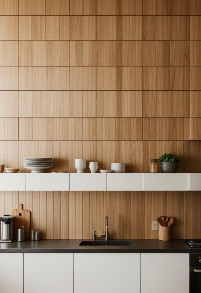 4. Wooden Geometric Backsplash Panels - photo 2