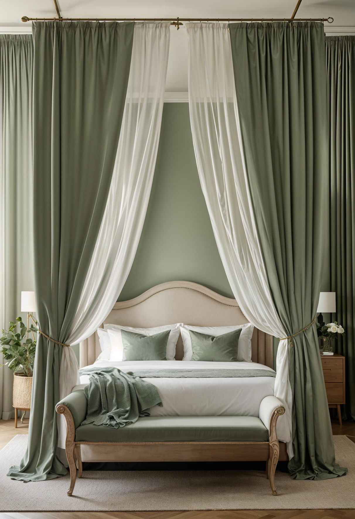 25. Elegant Sage Green and White Pairing