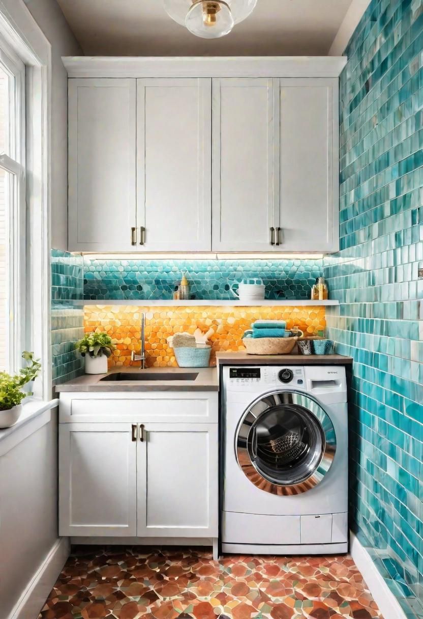 19. Colorful Backsplash Tiles for Laundry
