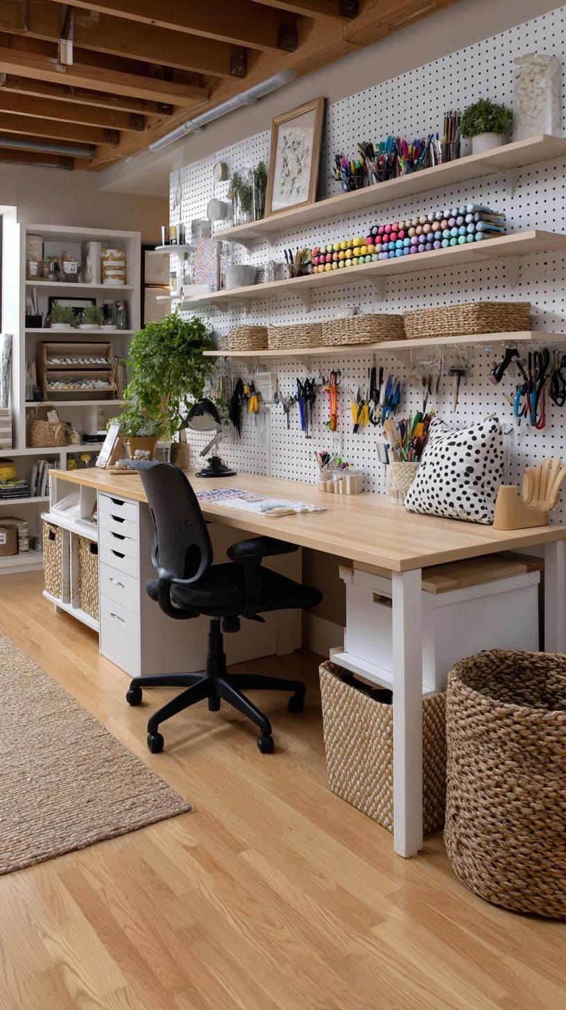 24. DIY Pegboard Setup With Vertical Tool Holders