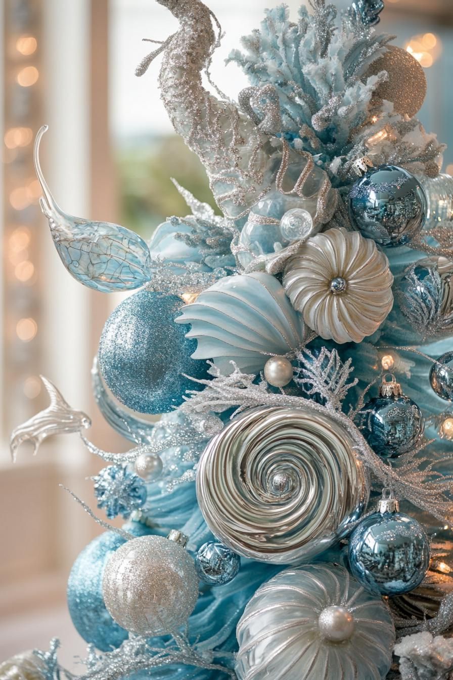 1. Ocean-inspired Blue Christmas Tree