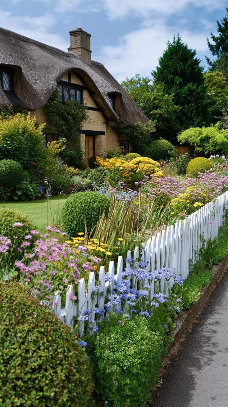 3. Wildflowers Bordering a White Picket Fence - photo 2
