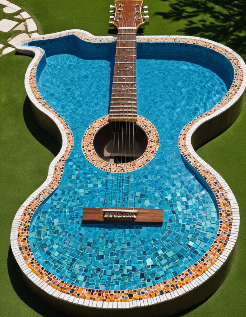 Turn your backyard into a fun outdoor oasis with guitar-shaped pools!