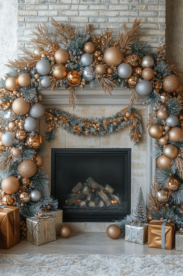 13. Mixing Metallics on a Christmas Mantle