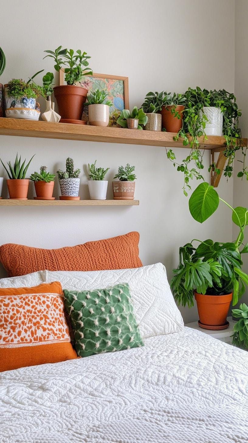 8. Boho Shelf Styling With Plants