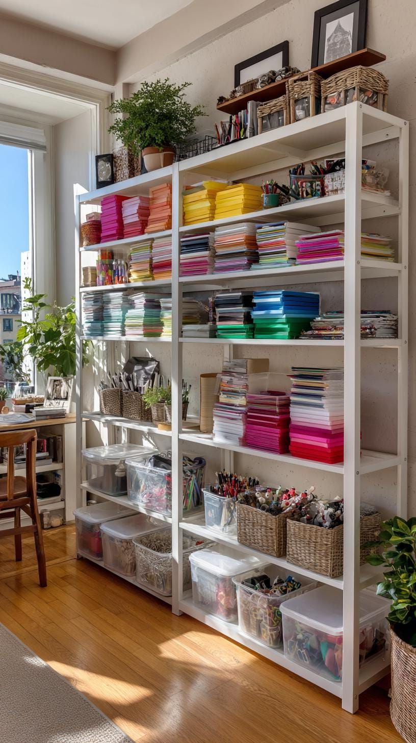 4. Stacked Storage Tower With Bins and Colorful Paper - photo 2