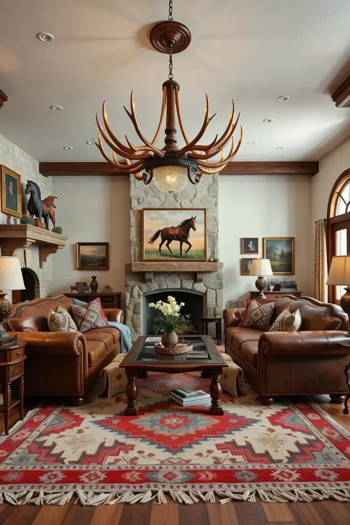 Western-Influenced Charm in a Ralph Lauren Living Room