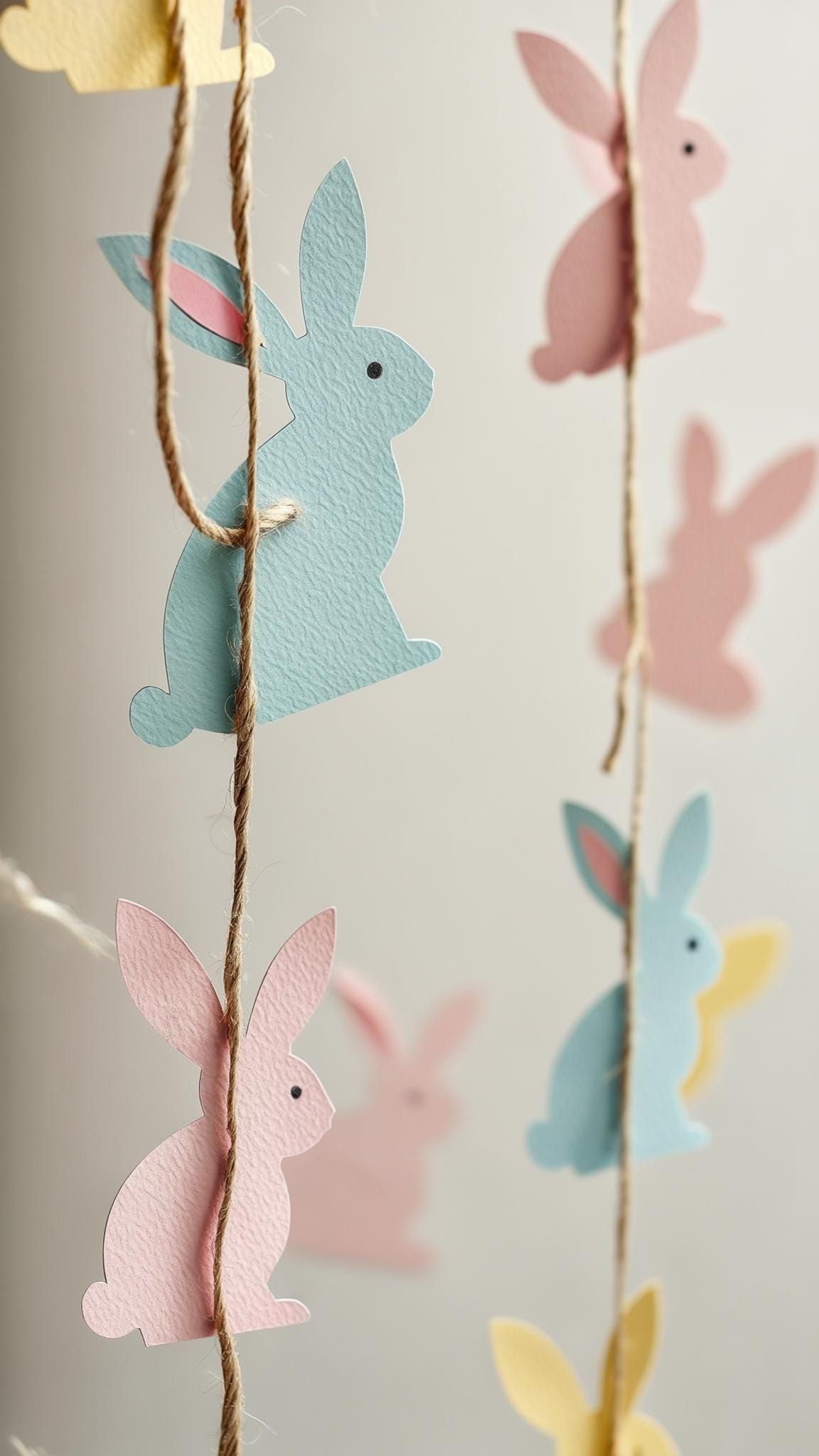 16. Pastel Bunny Garland Made With Twine