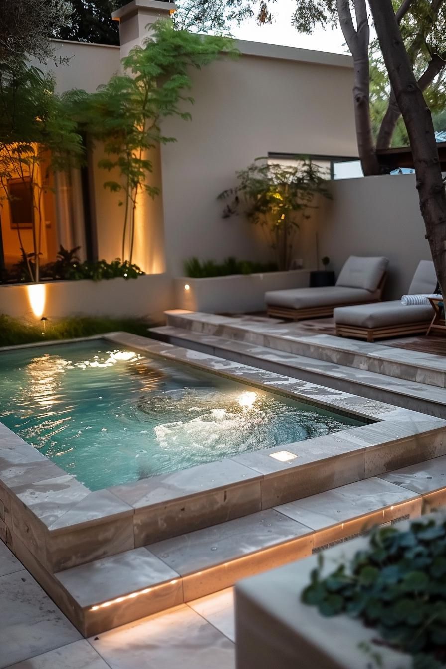 6. Geometric Plunge Pool with Luxuries