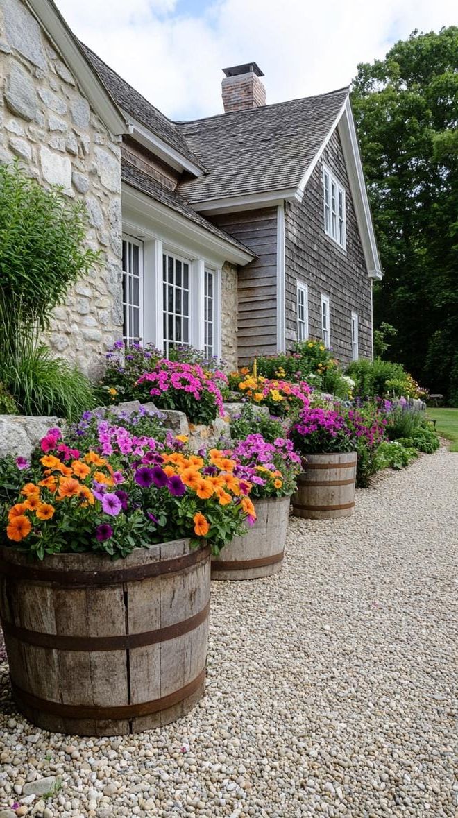 21. Gravel Garden Featuring Trough Planters
