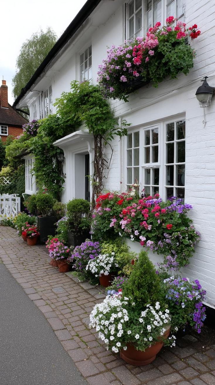 21. Window Boxes Full of Florals on an English Cottage