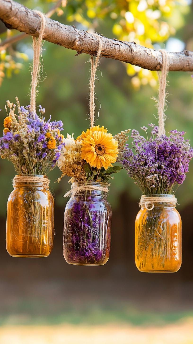17. Mason Jars Filled With Dried Flower Bundles - photo 2