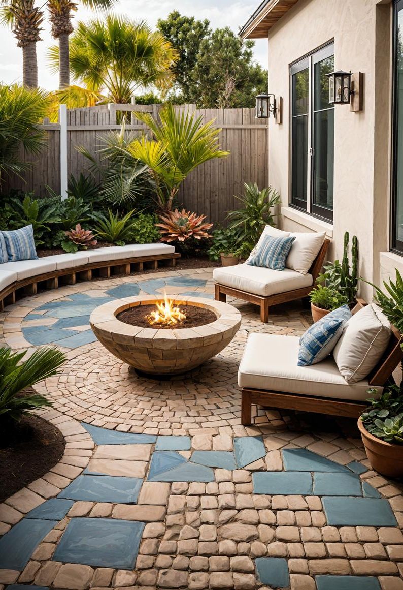 12. Beach-Inspired Coastal Paver Patio