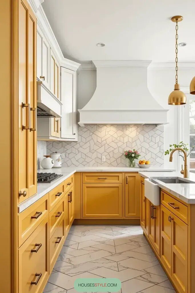 Sunny Yellow and Crisp White Cabinet Combinations