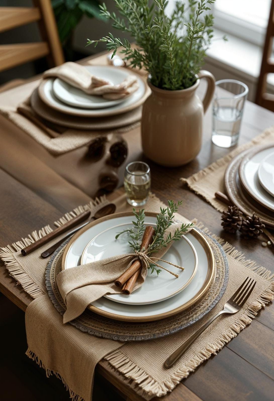 15. Rustic Chic Table with Burlap and Natural Elements - photo 2