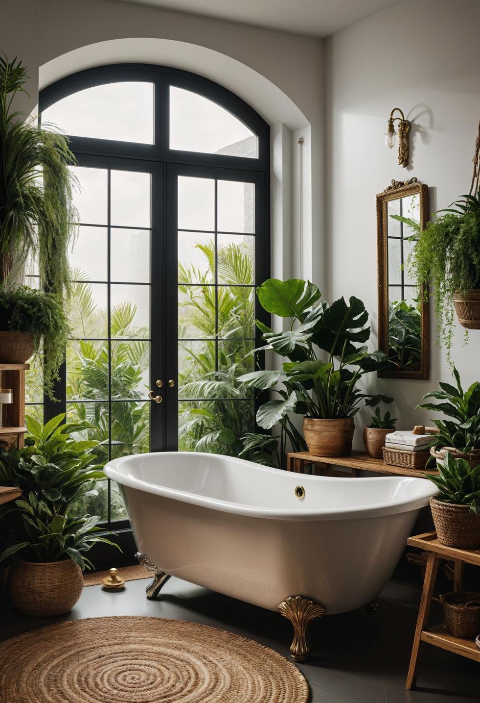 22. Bathtub Trays Styled with Plants
