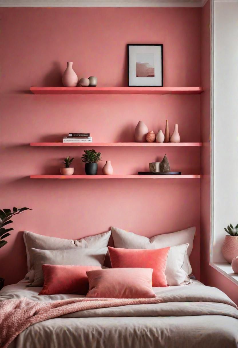 12. Coral Pink Floating Shelves