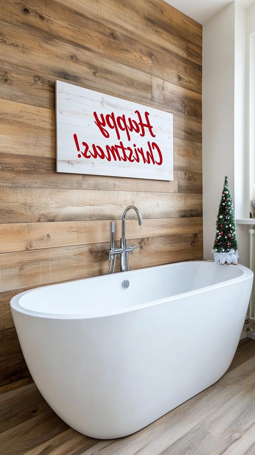 18. Wood Sign with Holiday Greeting