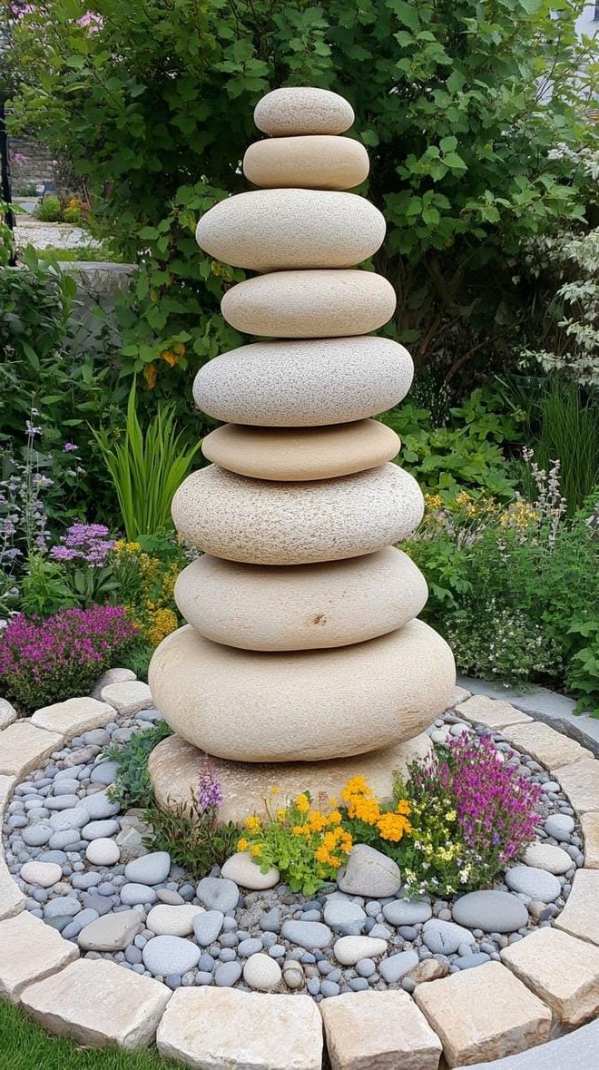 10. Circular Rock Bed with Vertical Stone Stacks - photo 4