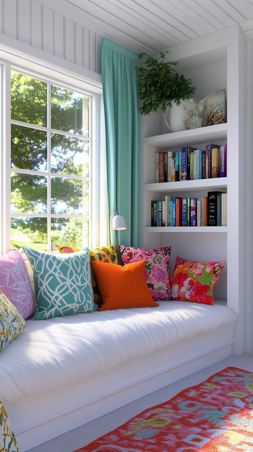 17. Small reading nook with lamp and bookshelf