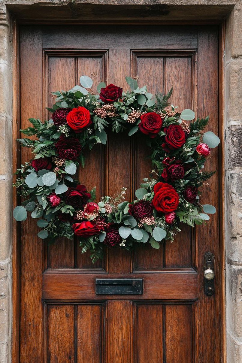 2. Dark Floral Christmas Wreaths