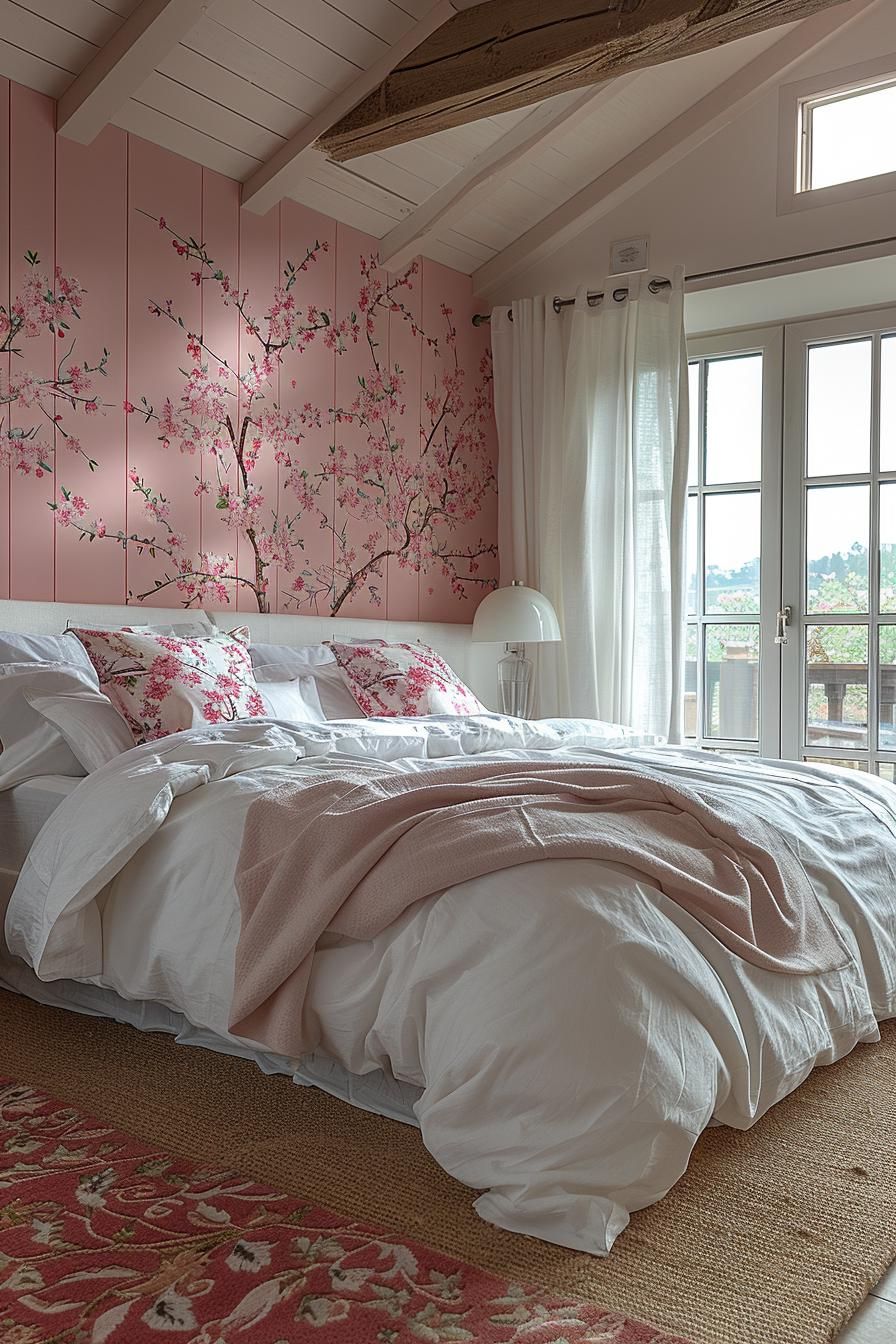 9. Calm Pink Coastal Bedroom Style