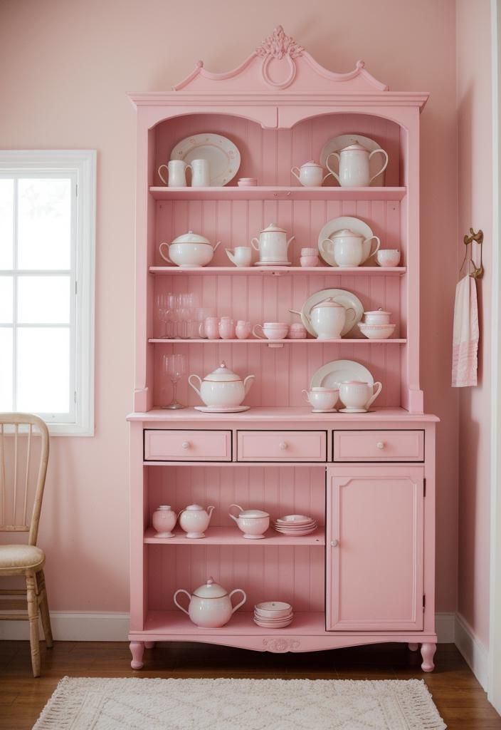 14. Displaying Antique Pink Dishware