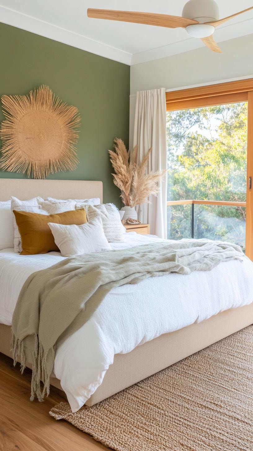 4. Earthy Green Accent Walls and Wood Details - photo 2
