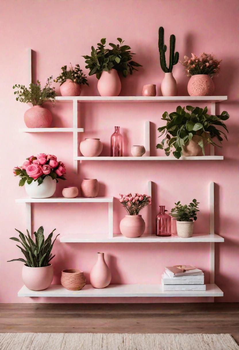 17. Floating Shelves with Boho Vases