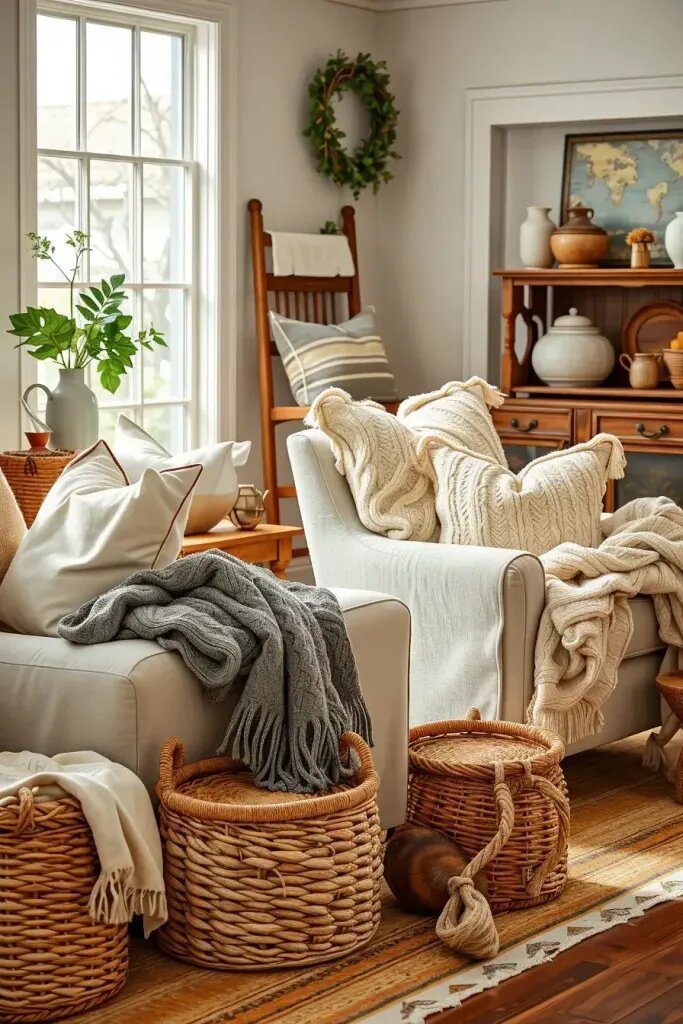41. Layer Cozy Throws And Pillows