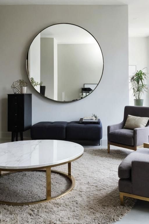 14. Sleek Round Mirror for Modern Rooms