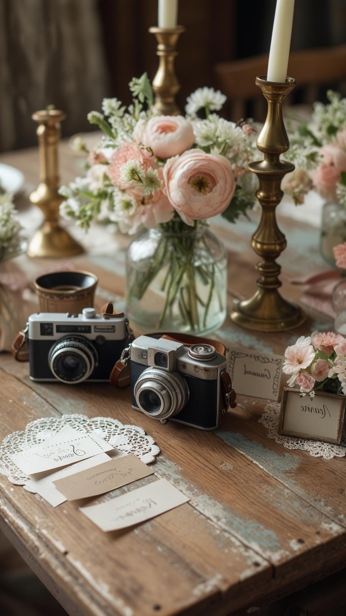 6. Vintage Guest Table With Instant Cameras