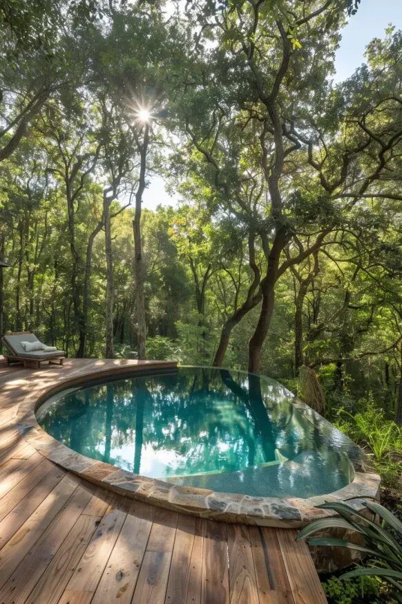 15. A Peaceful Semi Inground Pool Surrounded by Nature