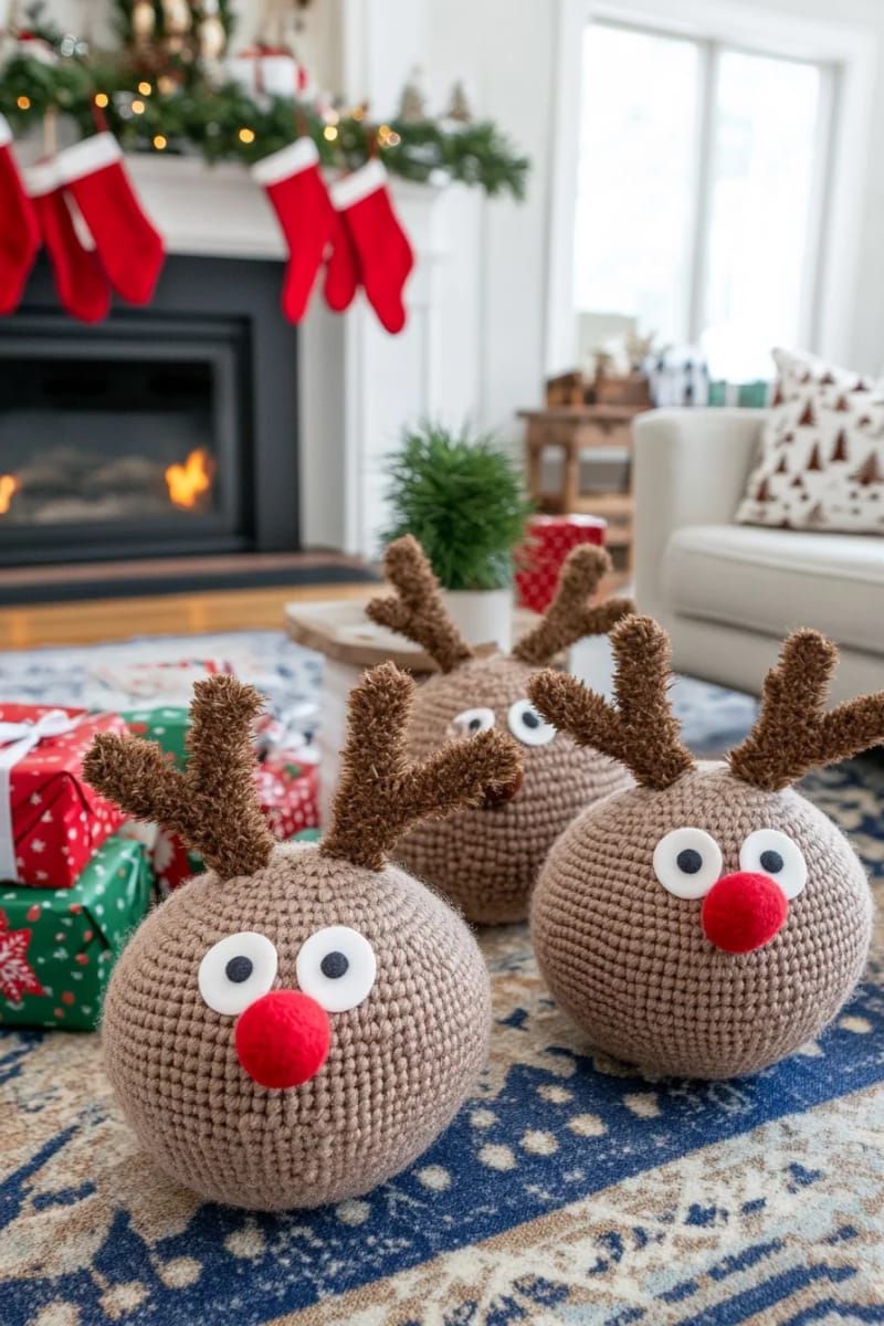10. Pom-Pom Reindeer with Yarn and Felt - photo 2