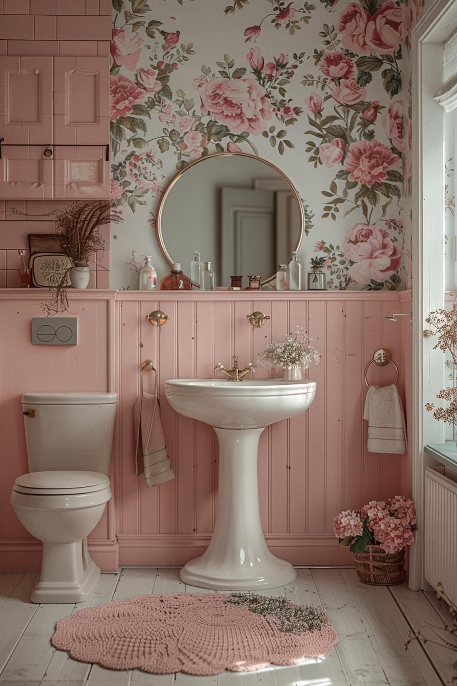 6. Elegant Pink Powder Room Style