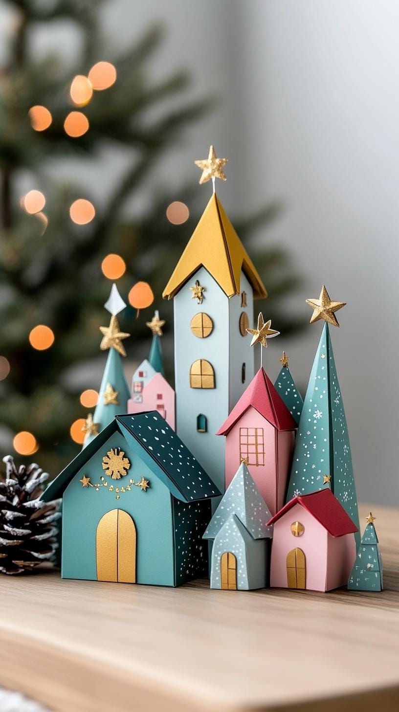 20. Pastel paper craft village Scandinavian style