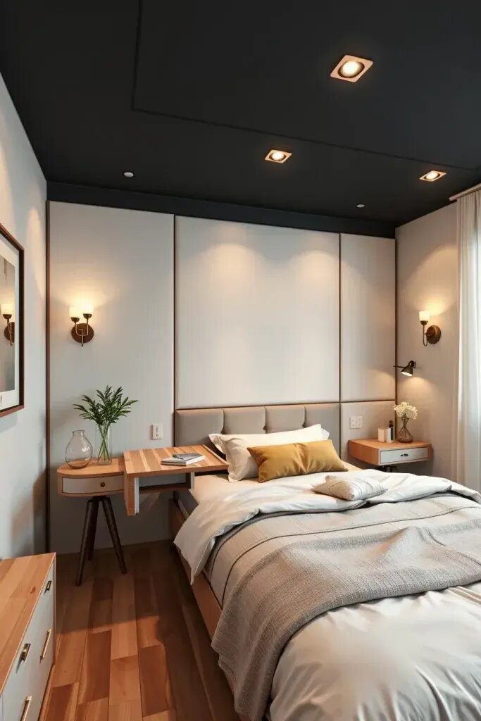Slide-Away Nightstands for Tight Bedrooms