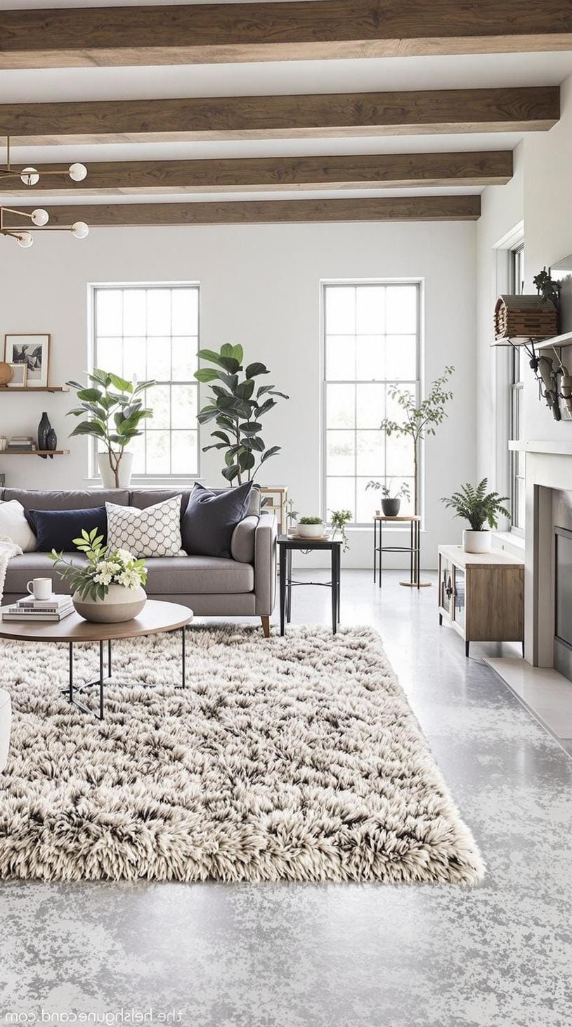 6. Concrete Flooring with Fluffy Area Rugs - photo 3