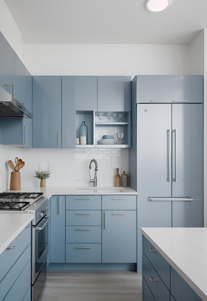 8. Modern Ice Blue Cabinet Ideas