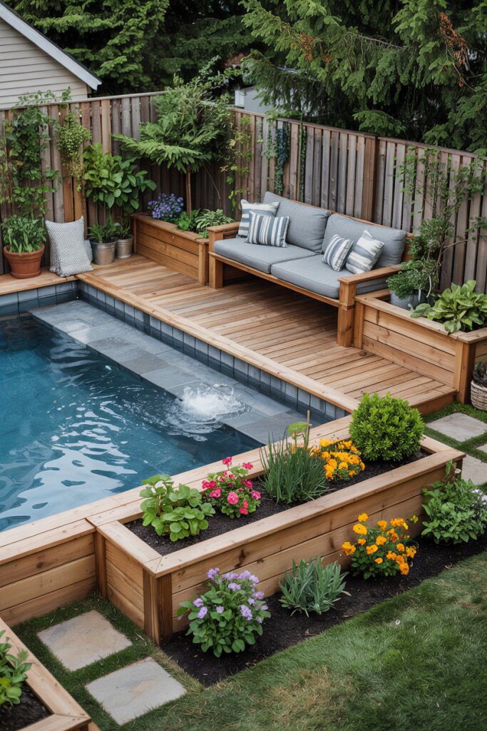 13. Rectangle Deck with Built-In Planters