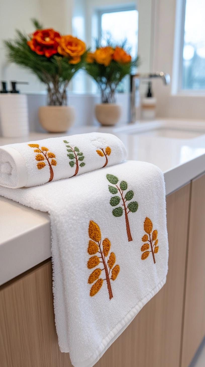 7. Christmas Tree Pattern Hand Towels