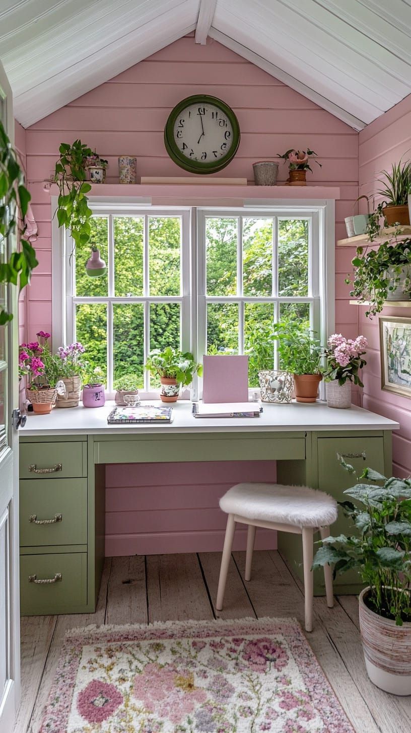 3. Pink and Green Shed With Wraparound Windows - photo 4