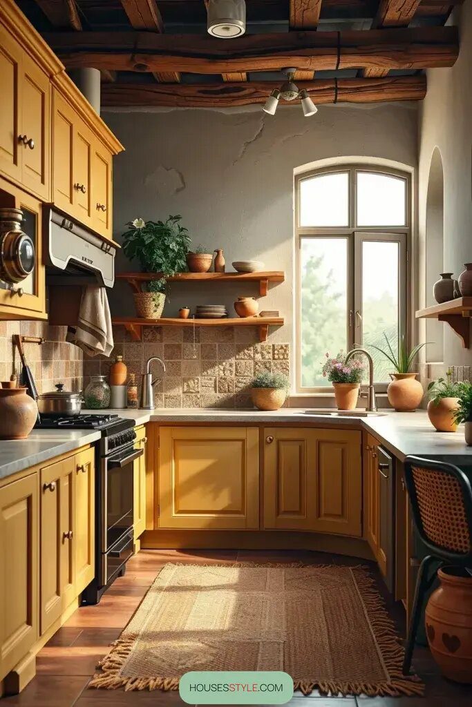 1. Earthy Yellow Accents for Warm, Inviting Kitchens