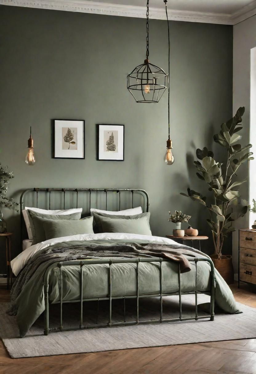4. Vintage-Inspired Sage Green Bedroom
