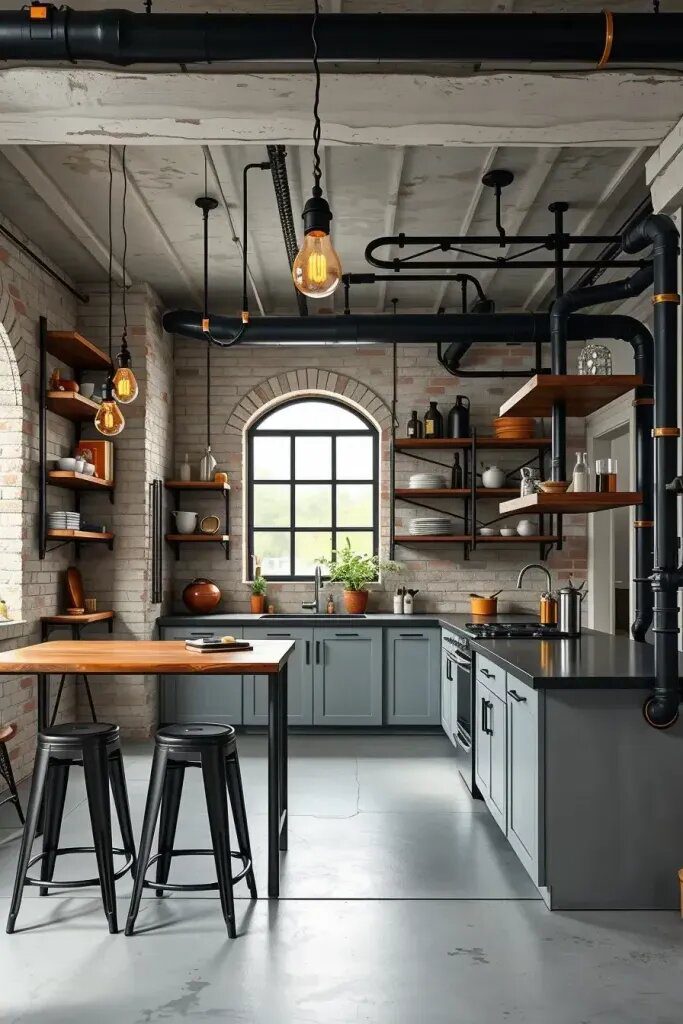 Exposed Piping: The Industrial Minimalist Kitchen Style