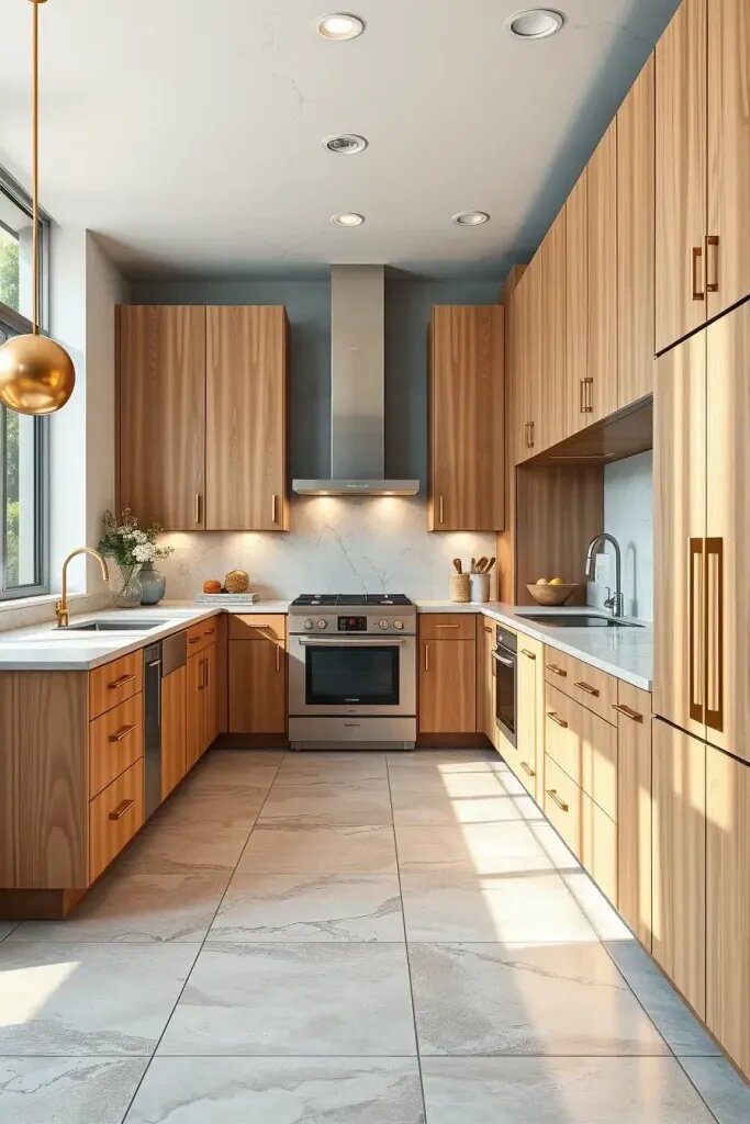 Frameless Wood Cabinets for a Clean Look